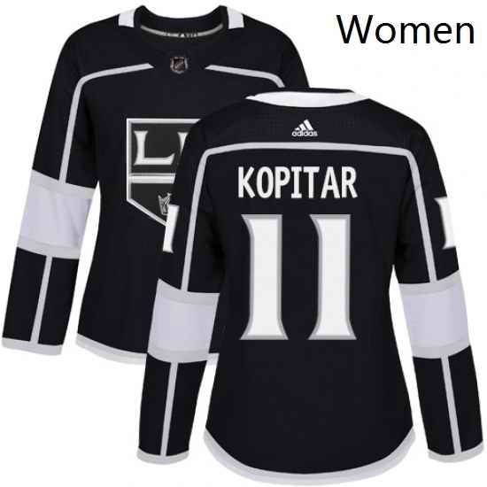 Womens Adidas Los Angeles Kings 11 Anze Kopitar Authentic Black Home NHL Jersey